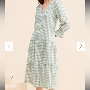 Little Lies Anthropologie Hannah Gingham Dress In Green SOLD OUT Retail $107